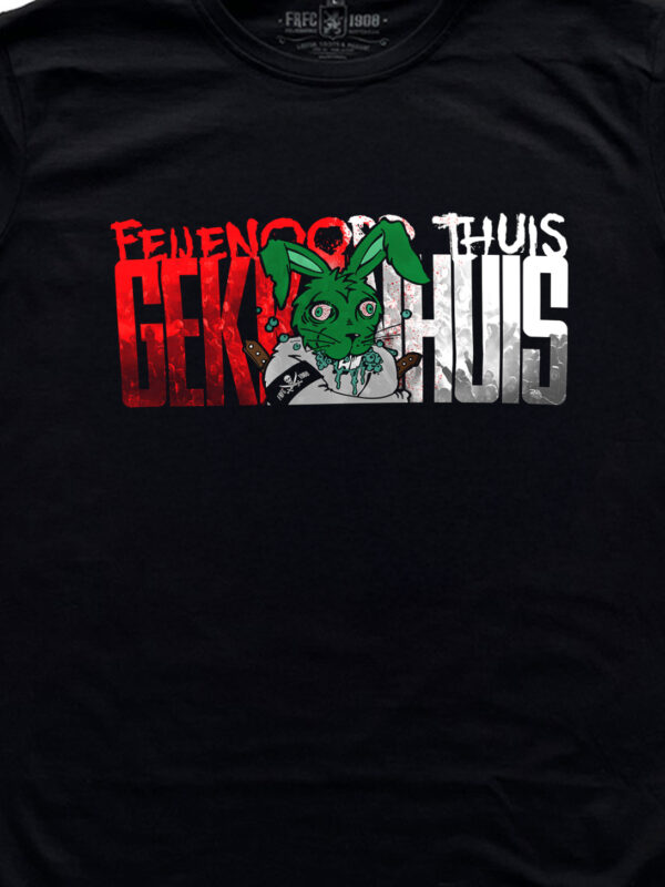 Feijenoord Thuis, Gekkenhuis, Groene Haas x FRFC1908 T-Shirt Design (detail)